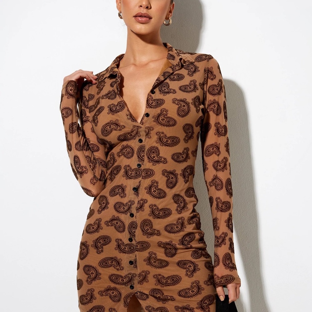 Motel Rocks Brown Paisley Dress (size S, new)